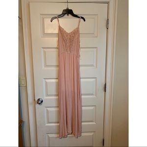 Blush lace maxi dress